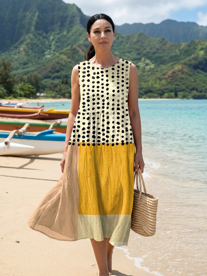 Aurora | Women's Polka Dot Midi Dress Sleeveless Summer Dress