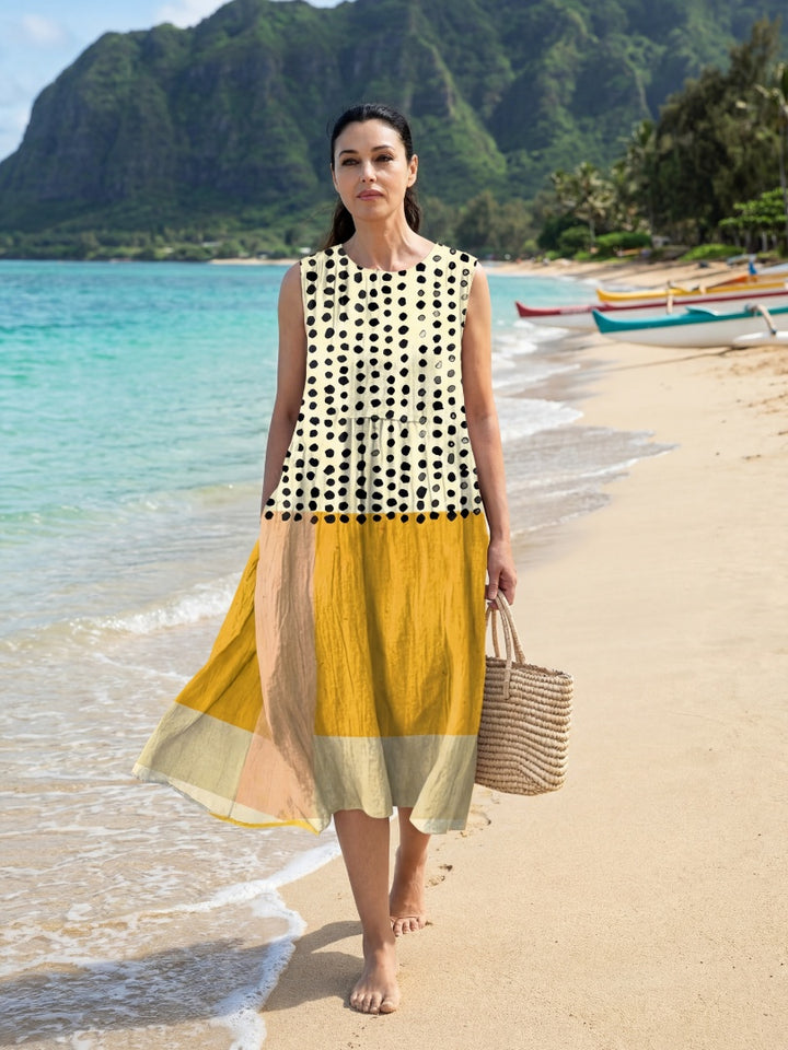 Aurora | Women's Polka Dot Midi Dress Sleeveless Summer Dress