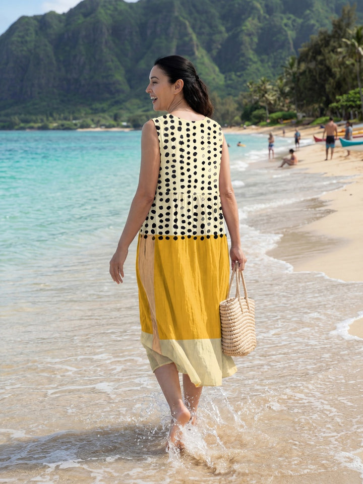Aurora | Women's Polka Dot Midi Dress Sleeveless Summer Dress