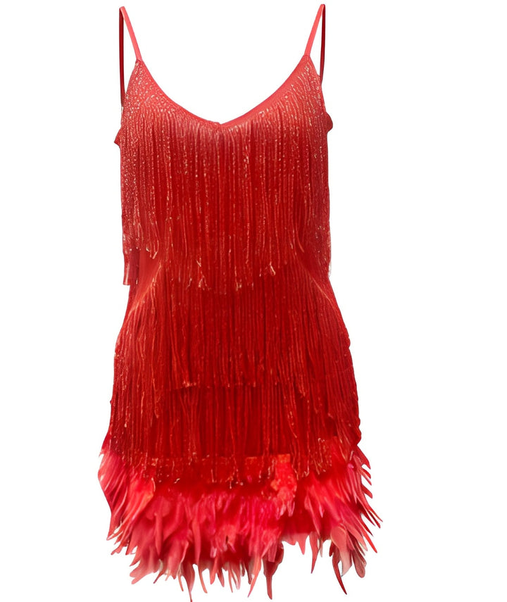 Ava | Women's Fringe Mini Cocktail Dress with Feather Hem