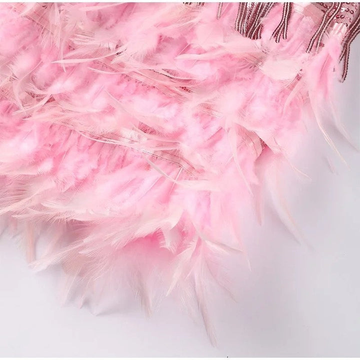 Ava | Women's Fringe Mini Cocktail Dress with Feather Hem