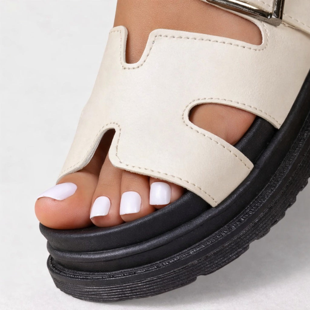 Ava | Women's Platform Slide Sandals with Buckle Strap