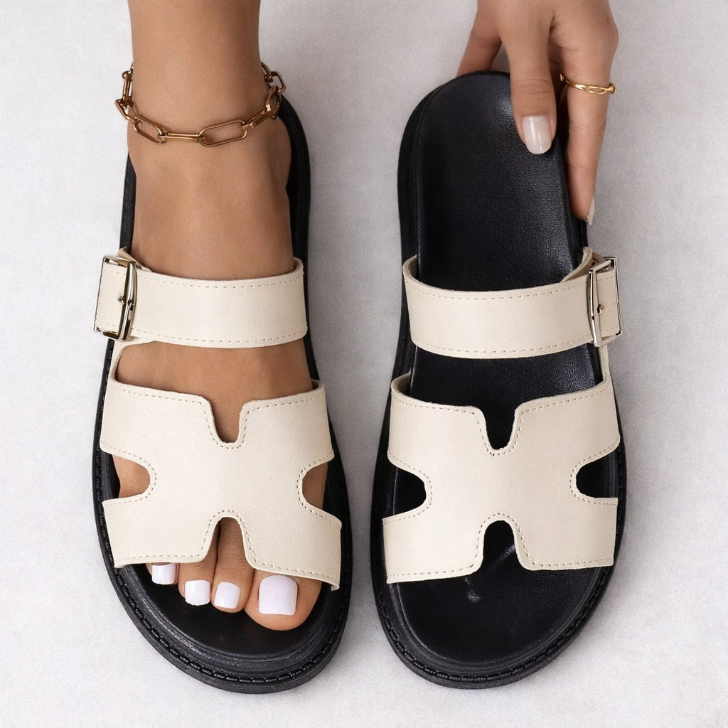 Ava | Women's Platform Slide Sandals with Buckle Strap