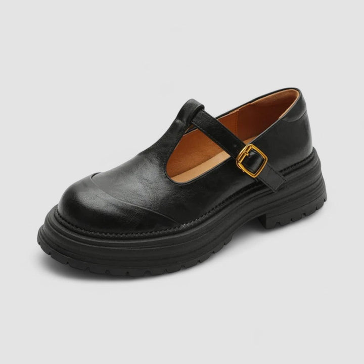 Bella | Women's Platform Mary Jane Shoes Leather-Look T-Bar