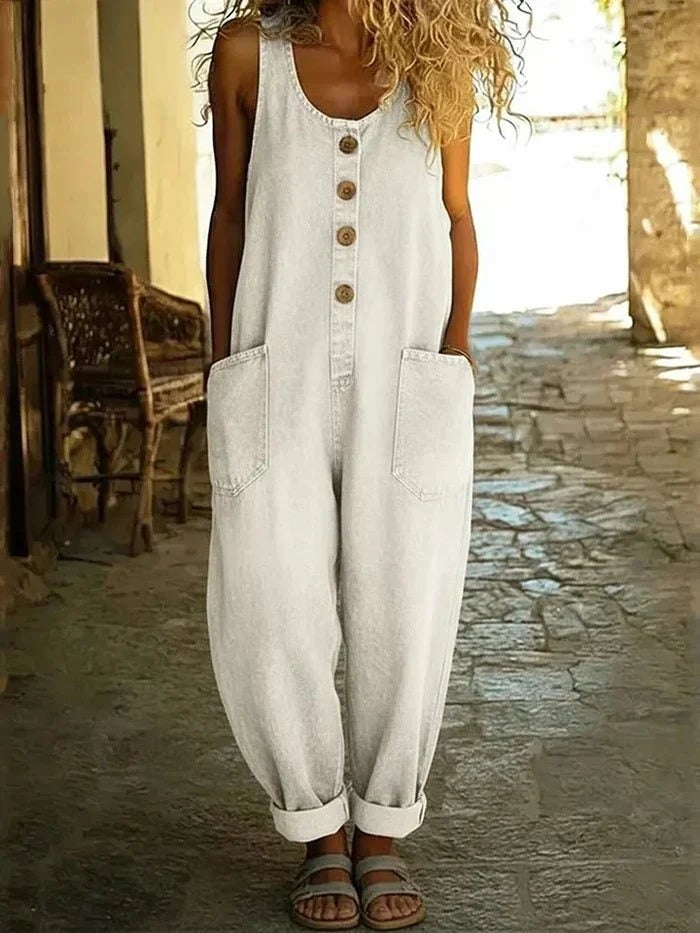 Brooklyn | Women's Denim Jumpsuit Sleeveless Loose Fit with Pockets