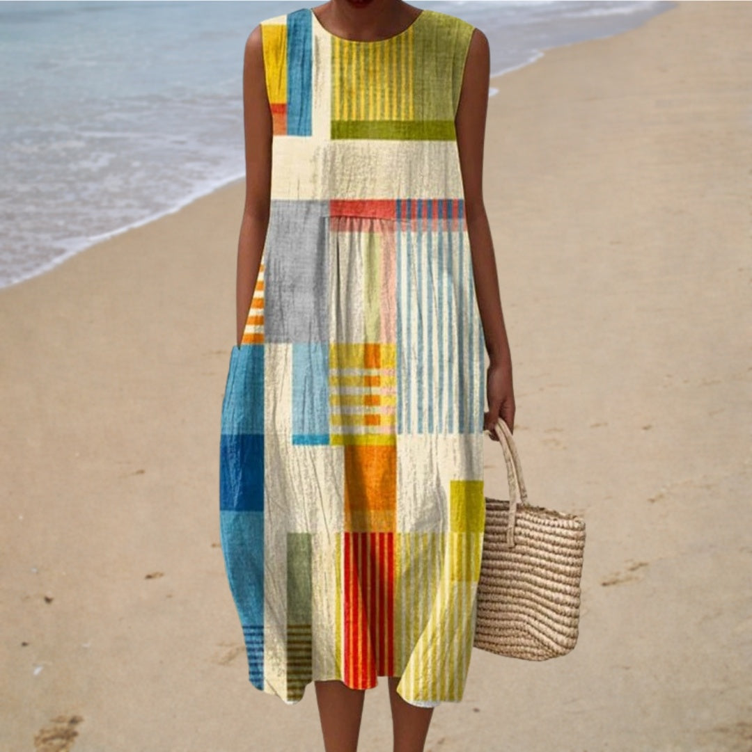 Brooklyn | Women's Sleeveless Midi Summer Dress Beach Dress with Pockets