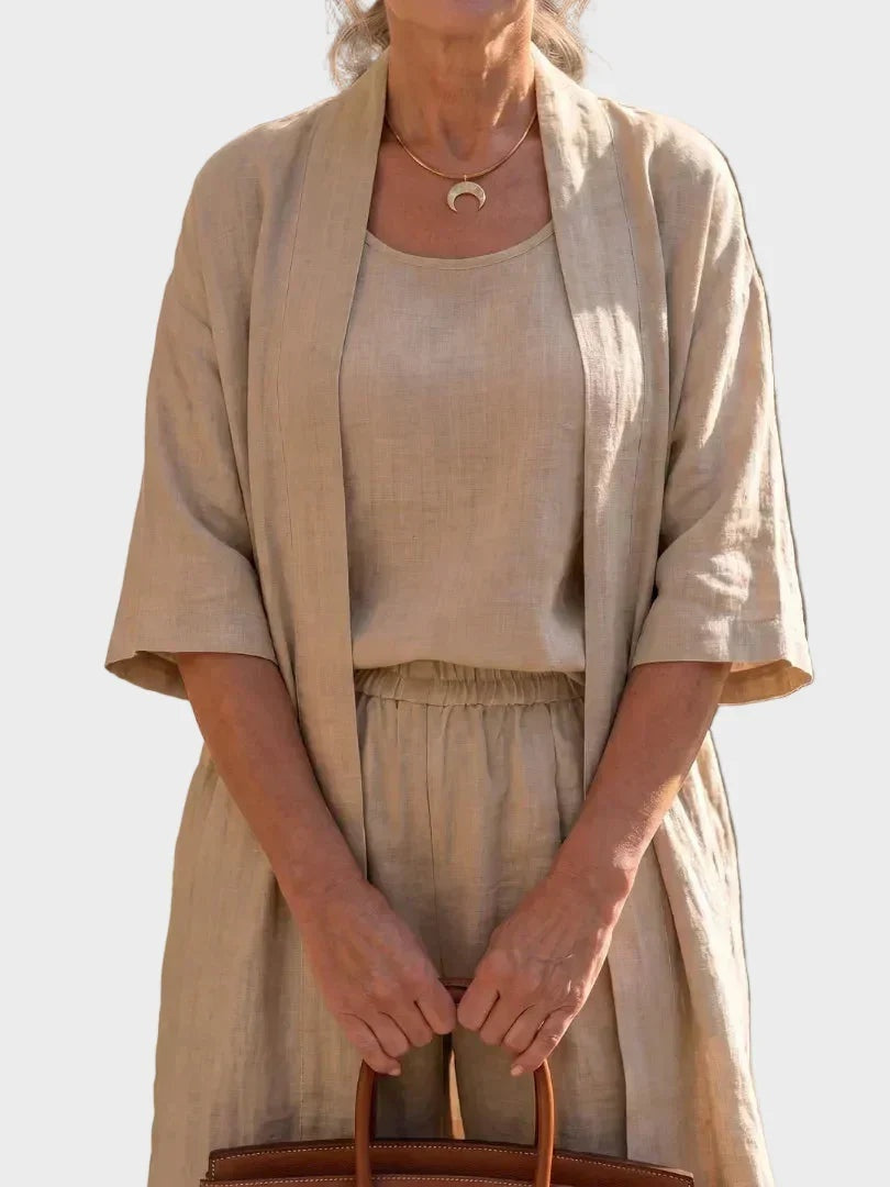 Charlotte | Women's 3 Piece Linen Co Ord Set with Wide Leg Pants