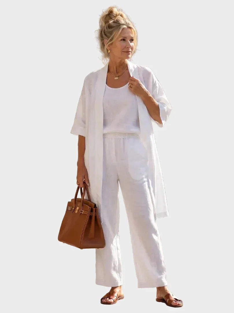 Charlotte | Women's 3 Piece Linen Co Ord Set with Wide Leg Pants