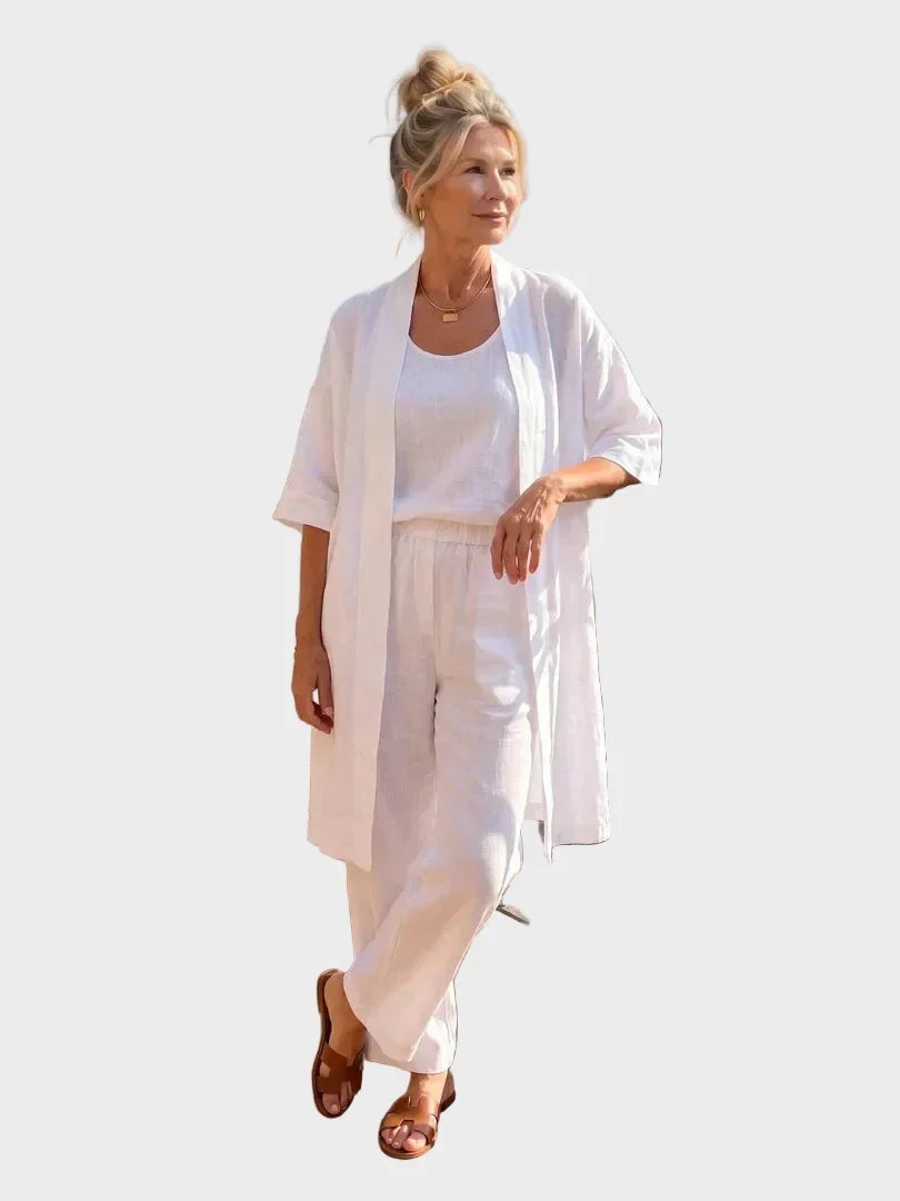 Charlotte | Women's 3 Piece Linen Co Ord Set with Wide Leg Pants