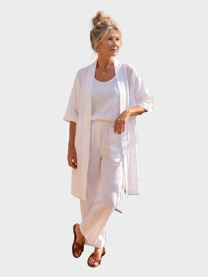 Charlotte | Women's 3 Piece Linen Co Ord Set with Wide Leg Pants