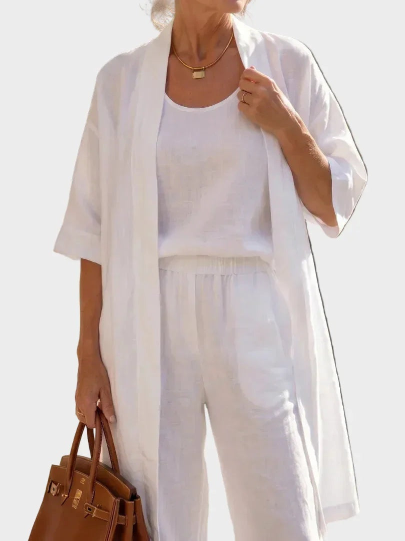 Charlotte | Women's 3 Piece Linen Co Ord Set with Wide Leg Pants