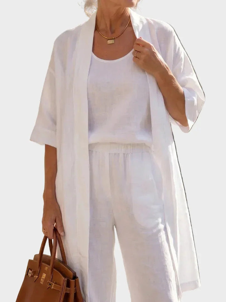 Charlotte | Women's 3 Piece Linen Co Ord Set with Wide Leg Pants