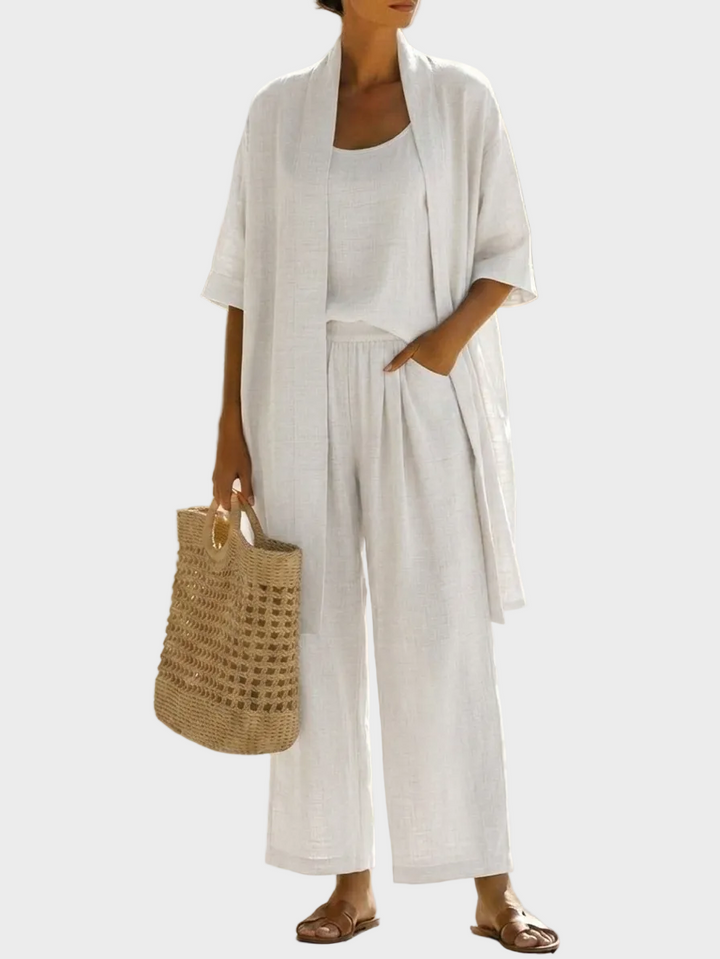 Charlotte | Women's 3 Piece Linen Co Ord Set with Wide Leg Pants