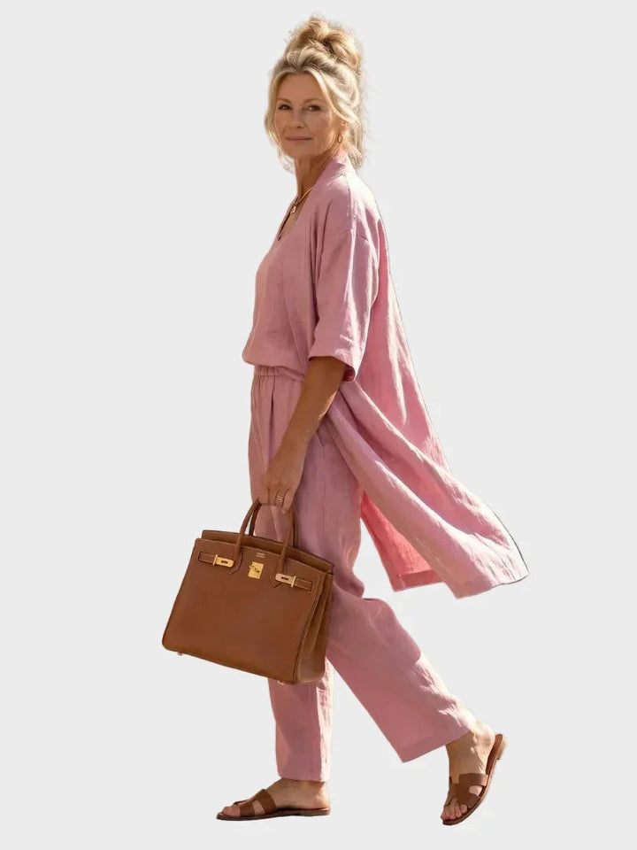 Charlotte | Women's 3 Piece Linen Co Ord Set with Wide Leg Pants