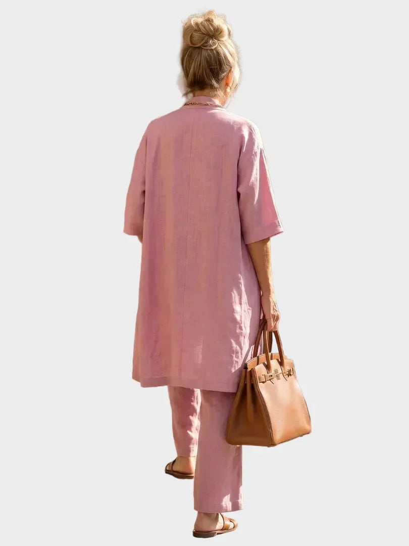 Charlotte | Women's 3 Piece Linen Co Ord Set with Wide Leg Pants