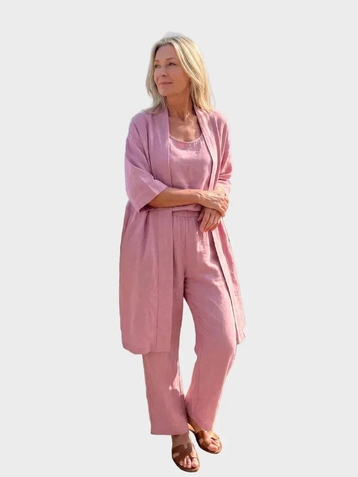 Charlotte | Women's 3 Piece Linen Co Ord Set with Wide Leg Pants
