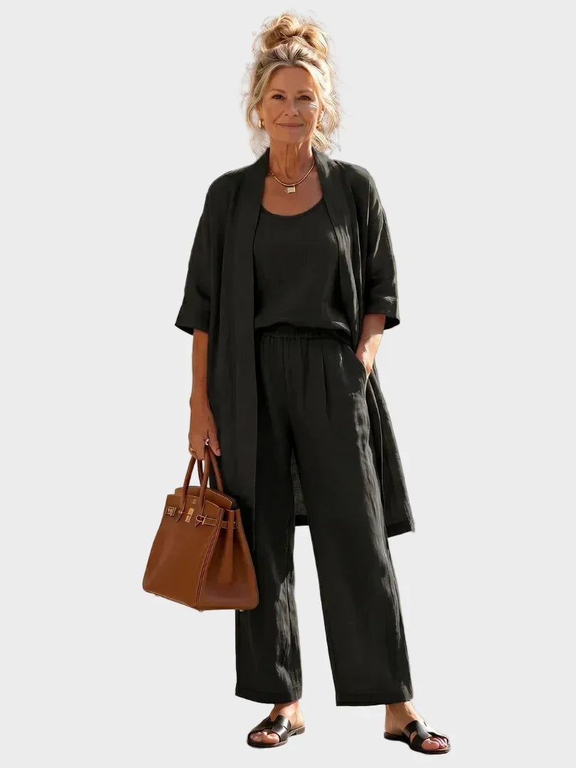Charlotte | Women's 3 Piece Linen Co Ord Set with Wide Leg Pants