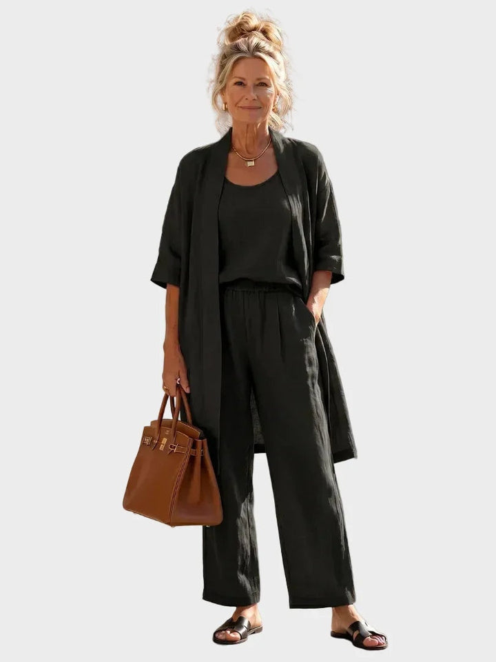 Charlotte | Women's 3 Piece Linen Co Ord Set with Wide Leg Pants