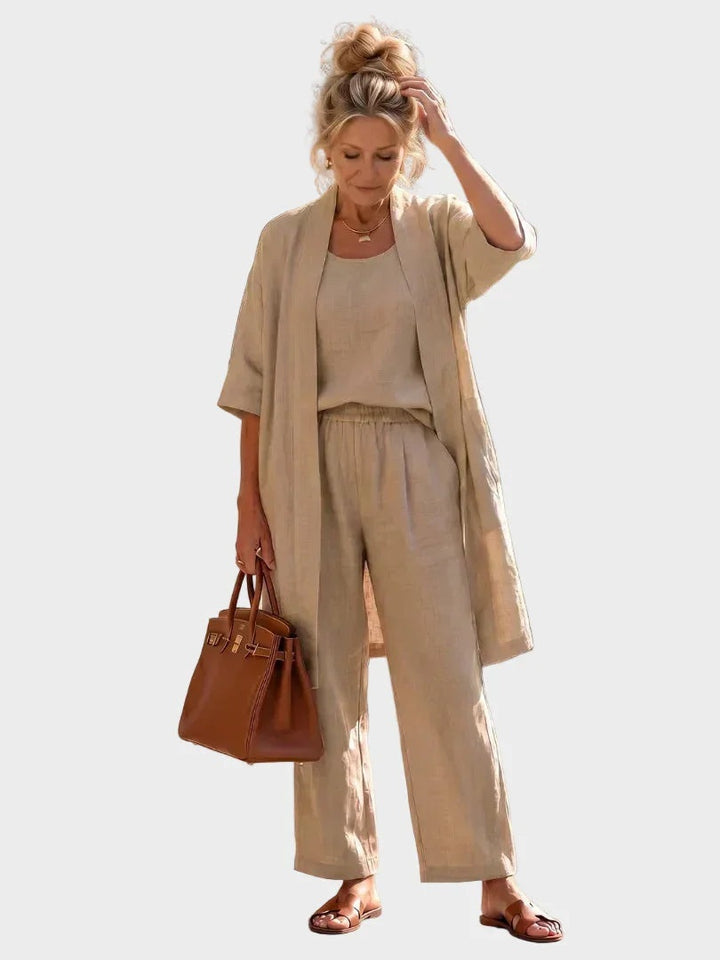 Charlotte | Women's 3 Piece Linen Co Ord Set with Wide Leg Pants
