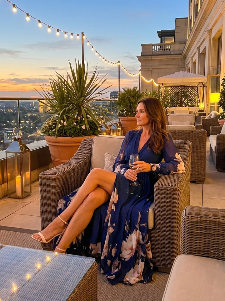 Charlotte | Women's Formal Floral Maxi Dress with Sheer Sleeves