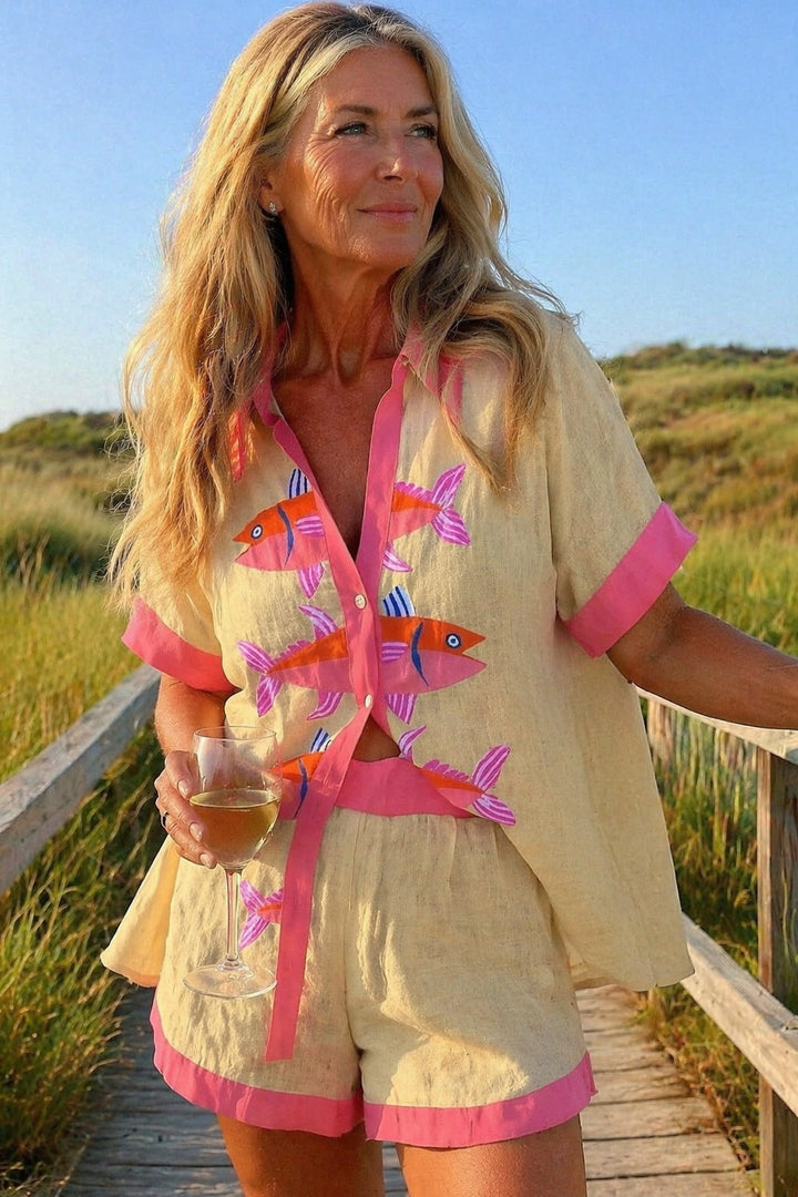 Charlotte | Women's Linen Co Ord Set with Shirt and Shorts