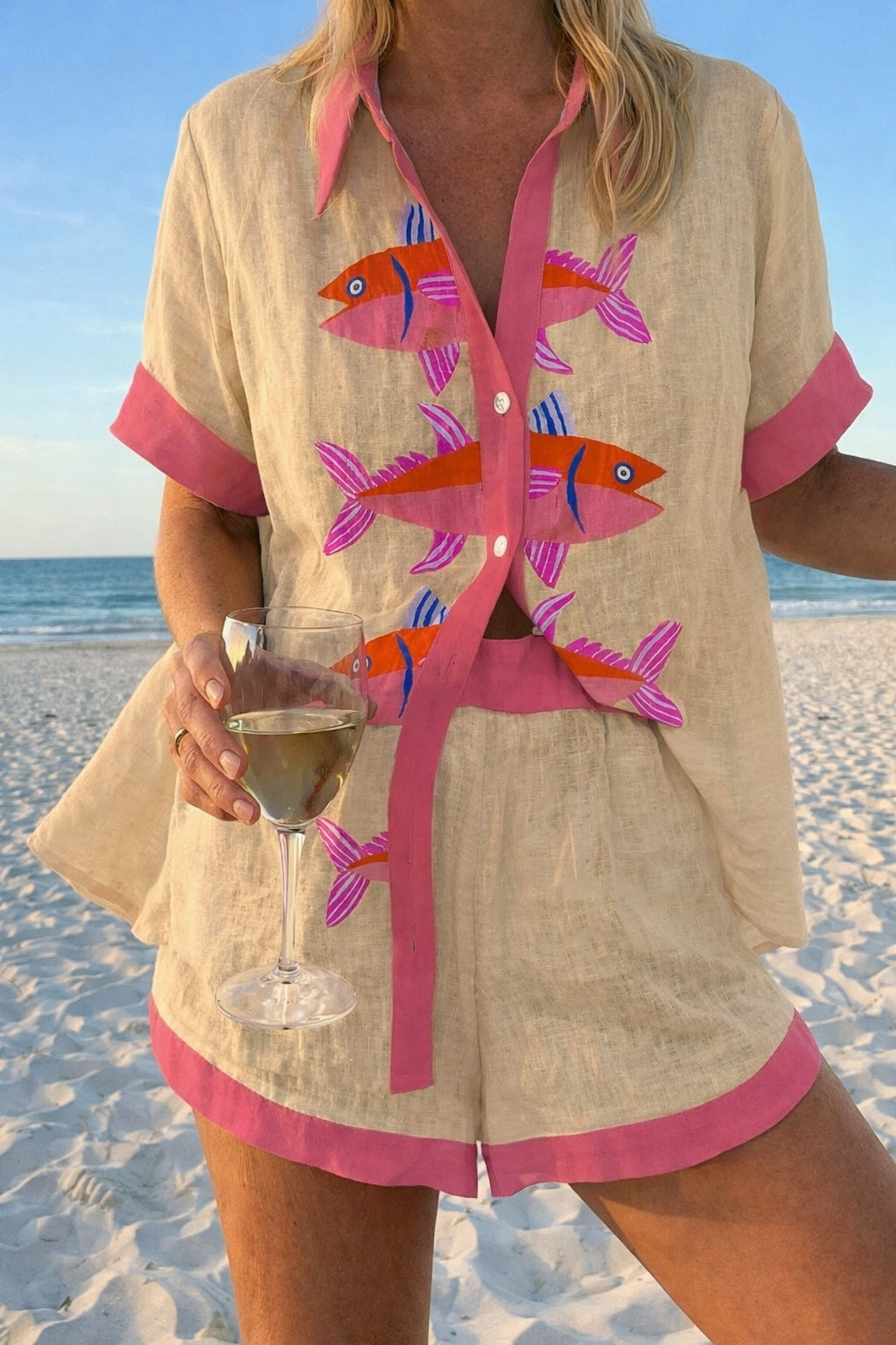 Charlotte | Women's Linen Co Ord Set with Shirt and Shorts