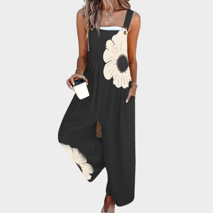 Chloe | Women's Floral Wide Leg Overalls with Pockets