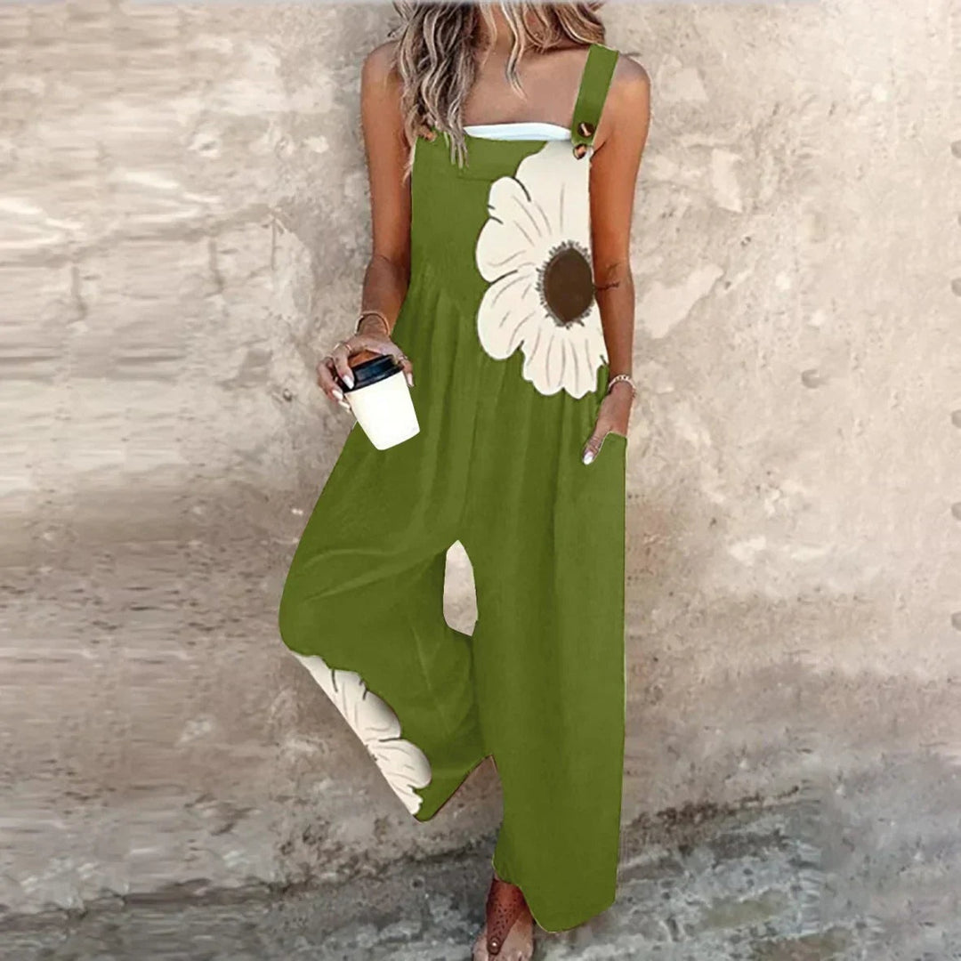 Chloe | Women's Floral Wide Leg Overalls with Pockets