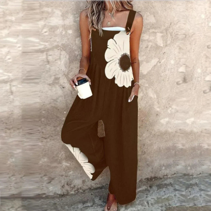 Chloe | Women's Floral Wide Leg Overalls with Pockets