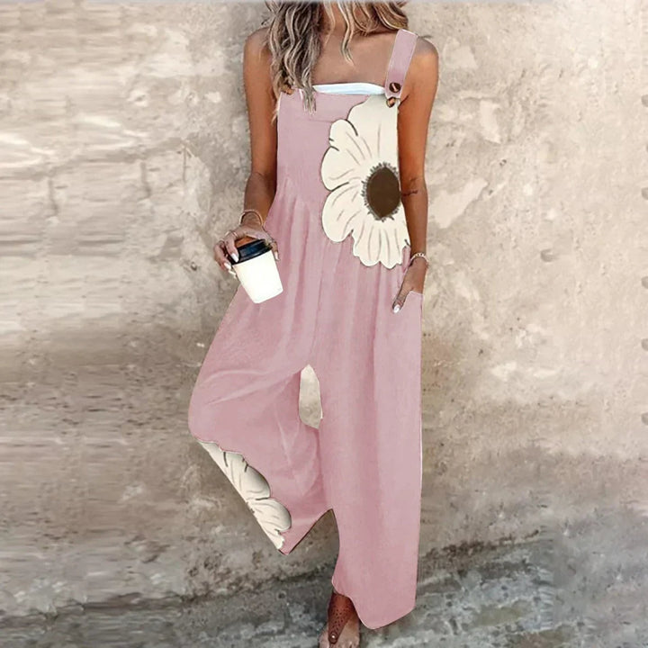 Chloe | Women's Floral Wide Leg Overalls with Pockets