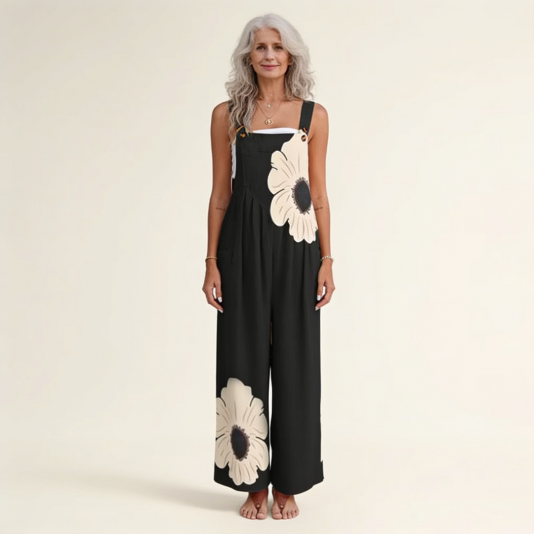 Chloe | Women's Floral Wide Leg Overalls with Pockets