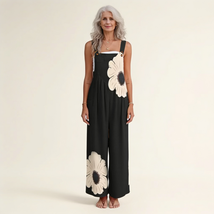 Chloe | Women's Floral Wide Leg Overalls with Pockets