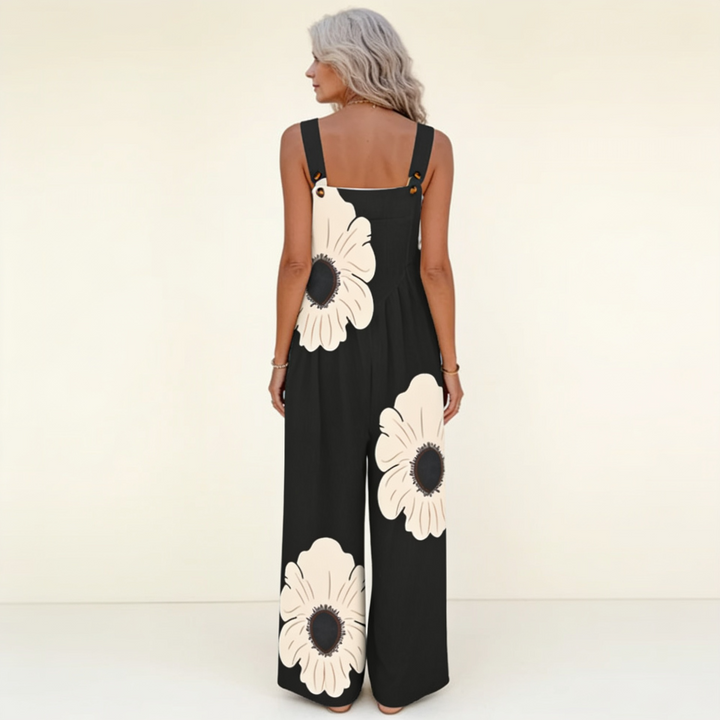 Chloe | Women's Floral Wide Leg Overalls with Pockets