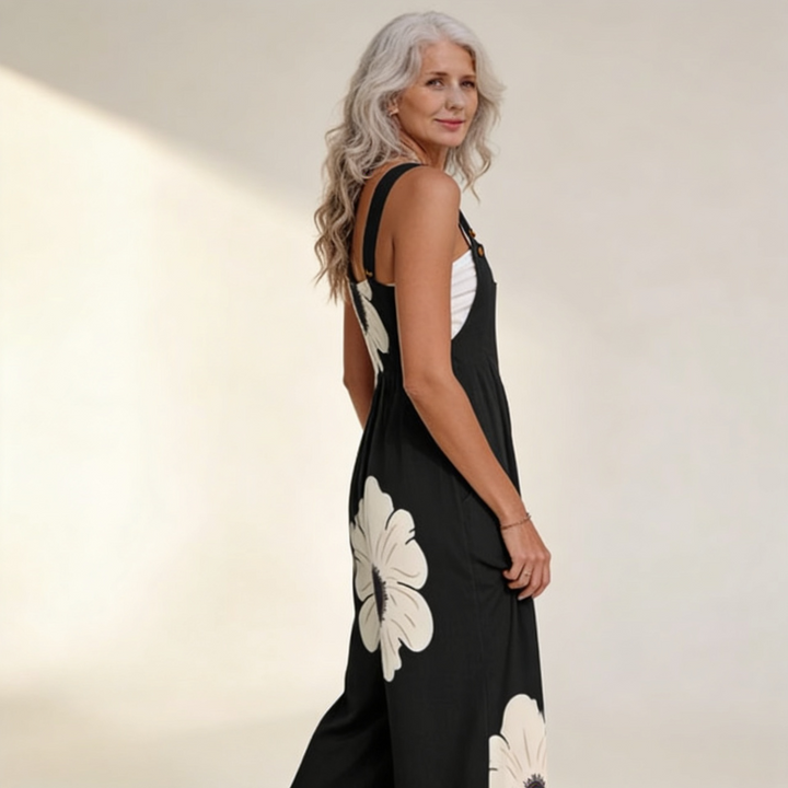 Chloe | Women's Floral Wide Leg Overalls with Pockets