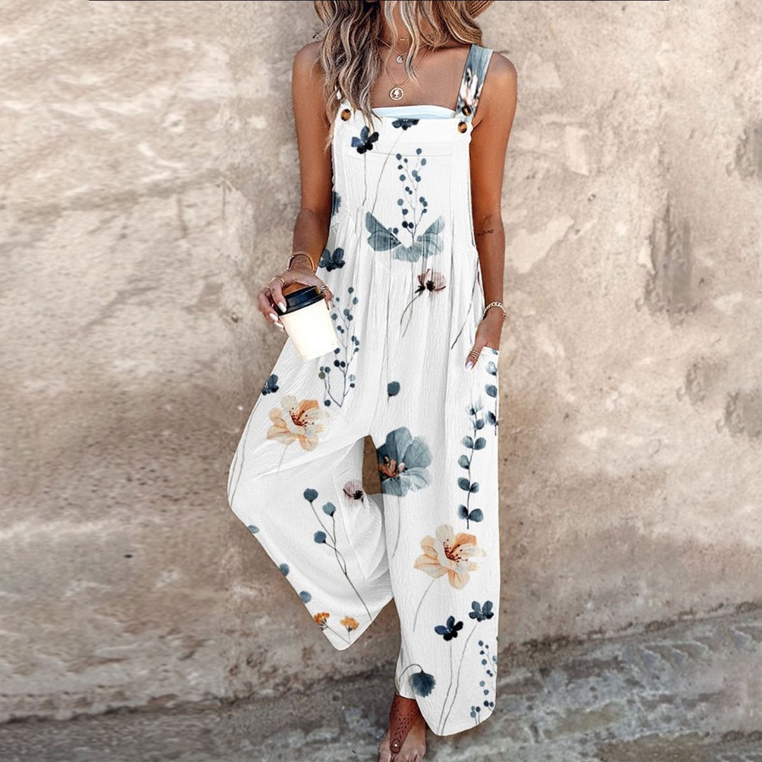 Chloe | Women's Floral Wide Leg Overalls with Pockets