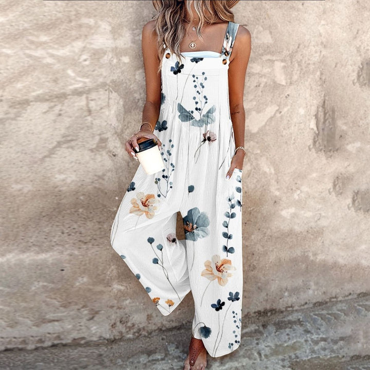 Chloe | Women's Floral Wide Leg Overalls with Pockets