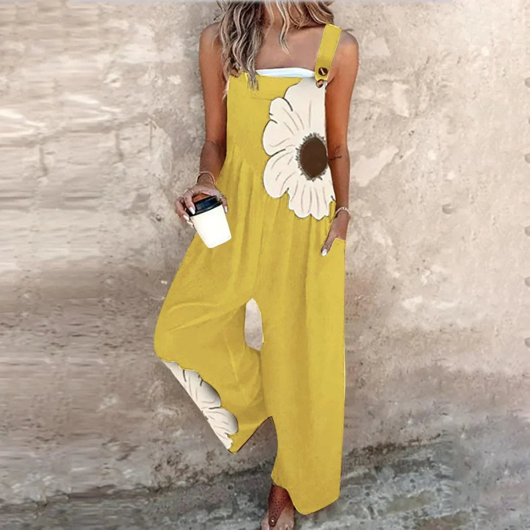 Chloe | Women's Floral Wide Leg Overalls with Pockets