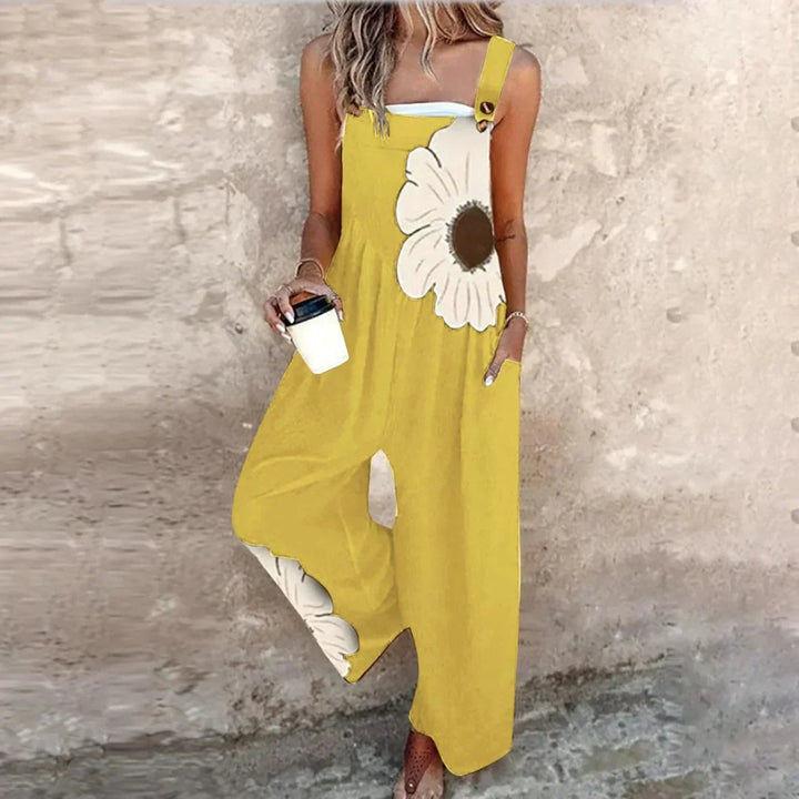 Chloe | Women's Floral Wide Leg Overalls with Pockets