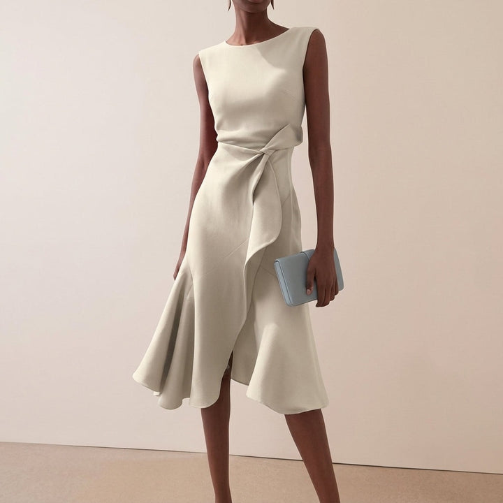 Claire | Women's Midi Dress Cocktail Draped Asymmetrical Hem
