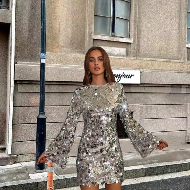Claire | Women's Sequin Mini Dress Long Sleeve Cocktail Party Dress