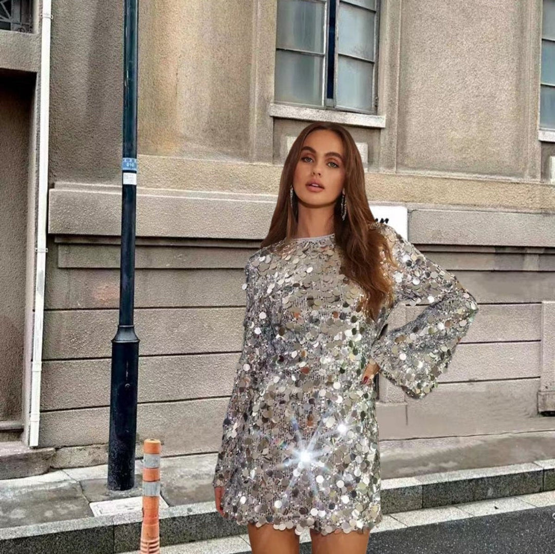 Claire | Women's Sequin Mini Dress Long Sleeve Cocktail Party Dress