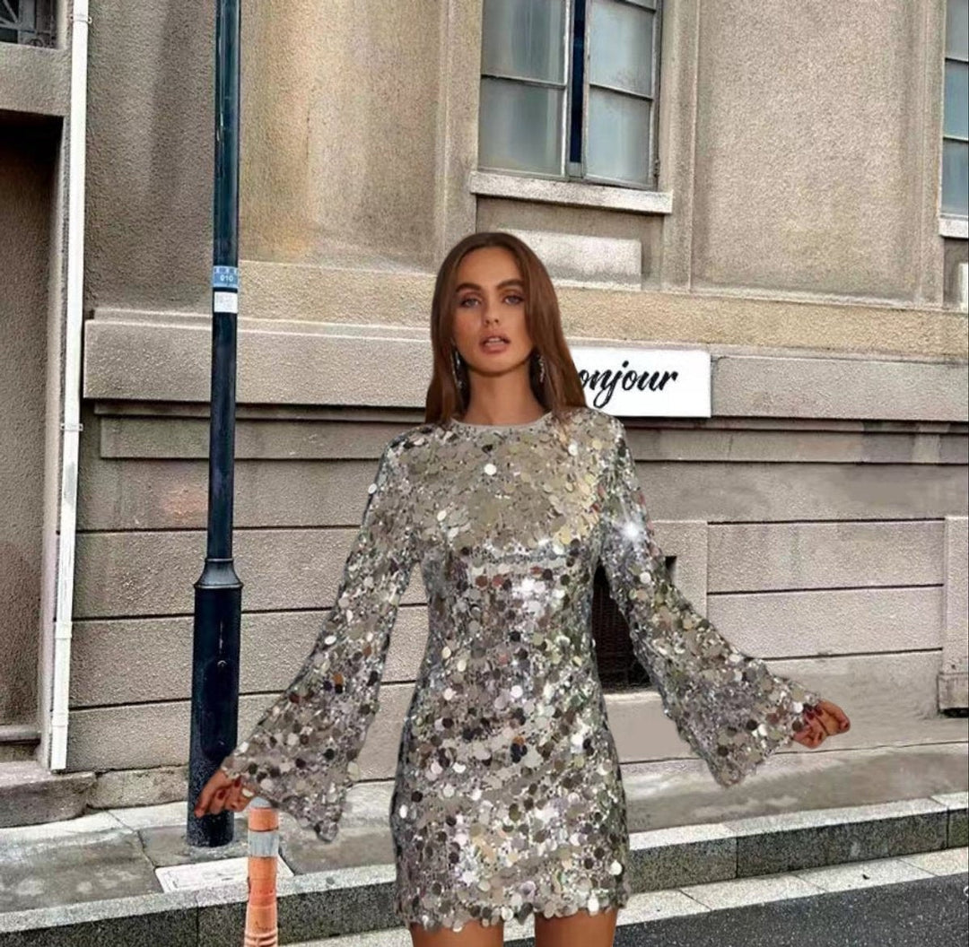 Claire | Women's Sequin Mini Dress Long Sleeve Cocktail Party Dress