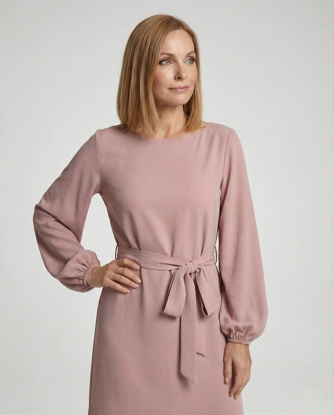Eleanor | Women's Balloon Sleeve Cocktail Mini Dress with Tie Belt