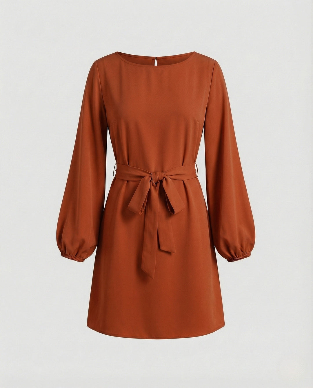 Eleanor | Women's Balloon Sleeve Cocktail Mini Dress with Tie Belt