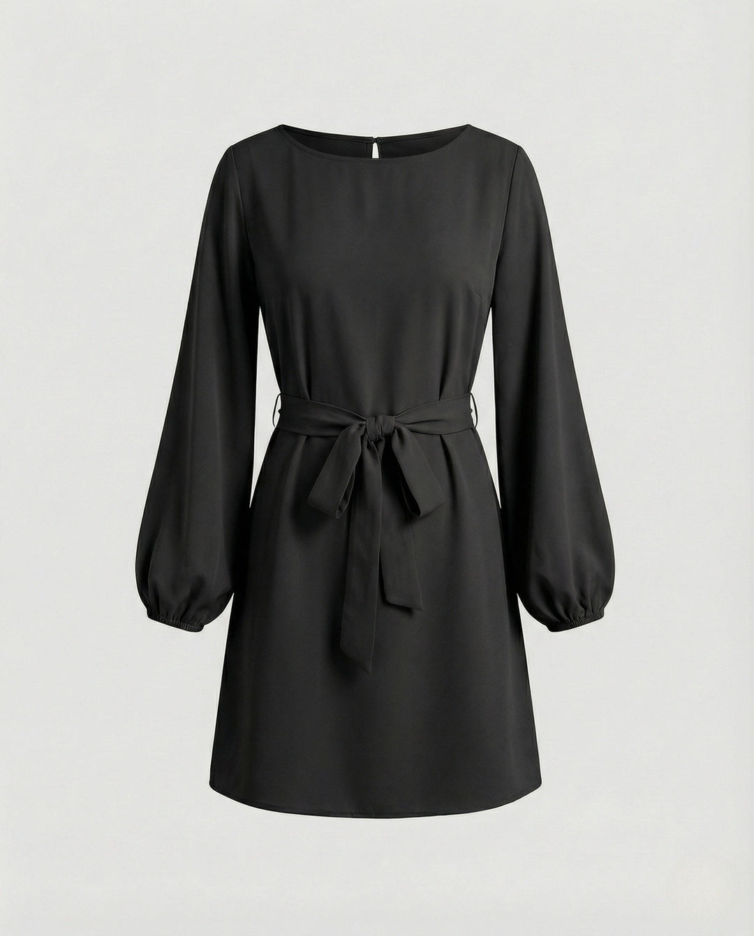 Eleanor | Women's Balloon Sleeve Cocktail Mini Dress with Tie Belt