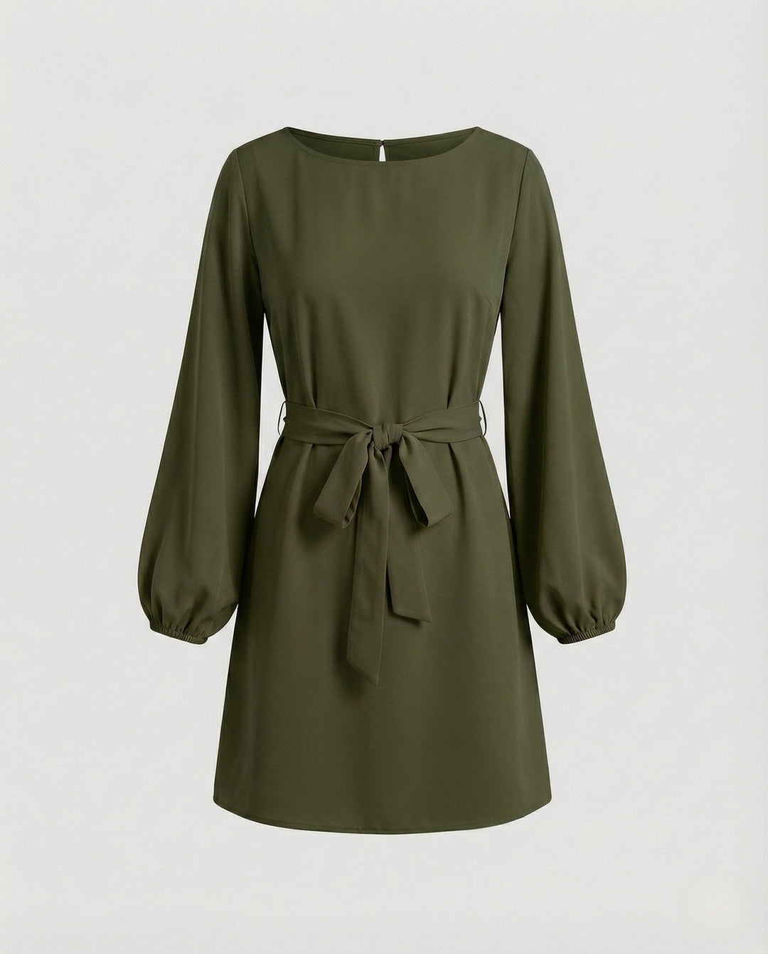 Eleanor | Women's Balloon Sleeve Cocktail Mini Dress with Tie Belt