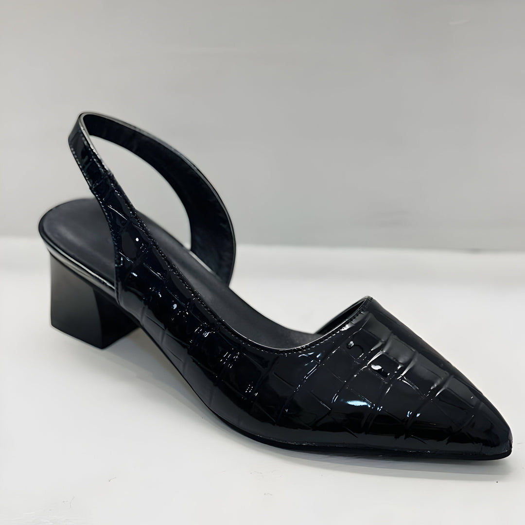 Eleanor | Women's Kitten Heels Slingback Pointed Toe Croc-Effect