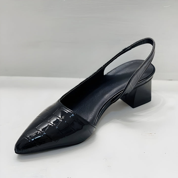 Eleanor | Women's Kitten Heels Slingback Pointed Toe Croc-Effect