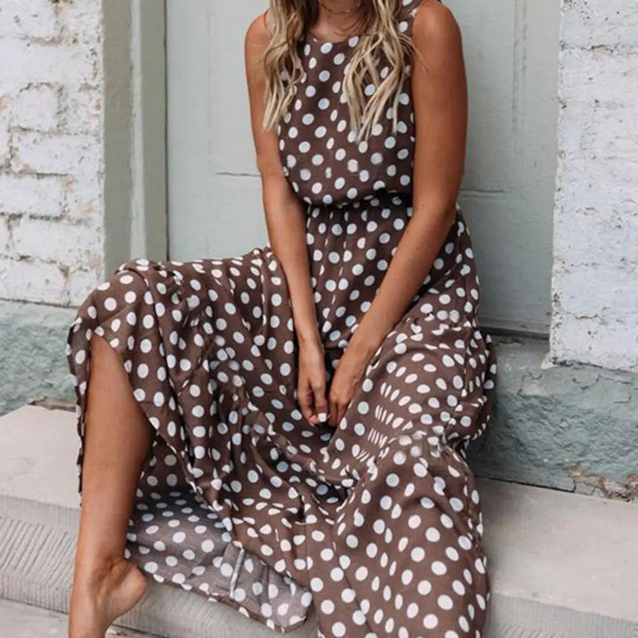 Ella | Women's Polka Dot Maxi Dress Sleeveless Summer Dress