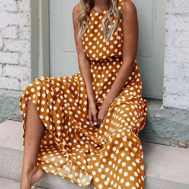 Ella | Women's Polka Dot Maxi Dress Sleeveless Summer Dress